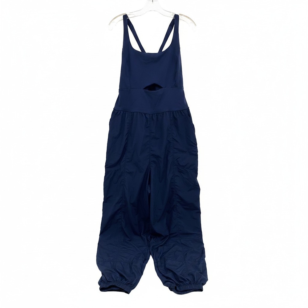 Free People Navy Blue Cut-Out Athletic Jumpsuit | Women XL
